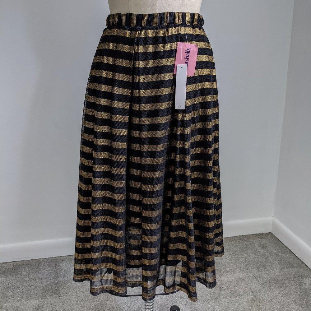 NWT Black and gold striped metallic skirt
